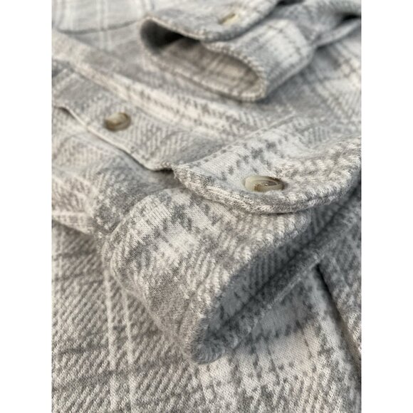 Faherty Legend Sweater Shirt Light Gray Plaid Womens XS Flannel Winter Clouds - Picture 8 of 16